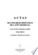 Actas III Congreso Hispánico de Latín Medieval