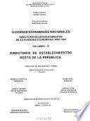 Directorio de establecimientos de actividades económicas, año 1990: Directorio de establecimientos, resto de la República