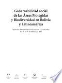 Gobernabilidad social de las áreas protegidas y biodiversidad en Bolivia y Latinoamerica