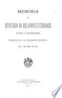 Memoria del Ministerio de Relaciones Exteriores