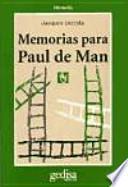 Memorias para Paul de Man